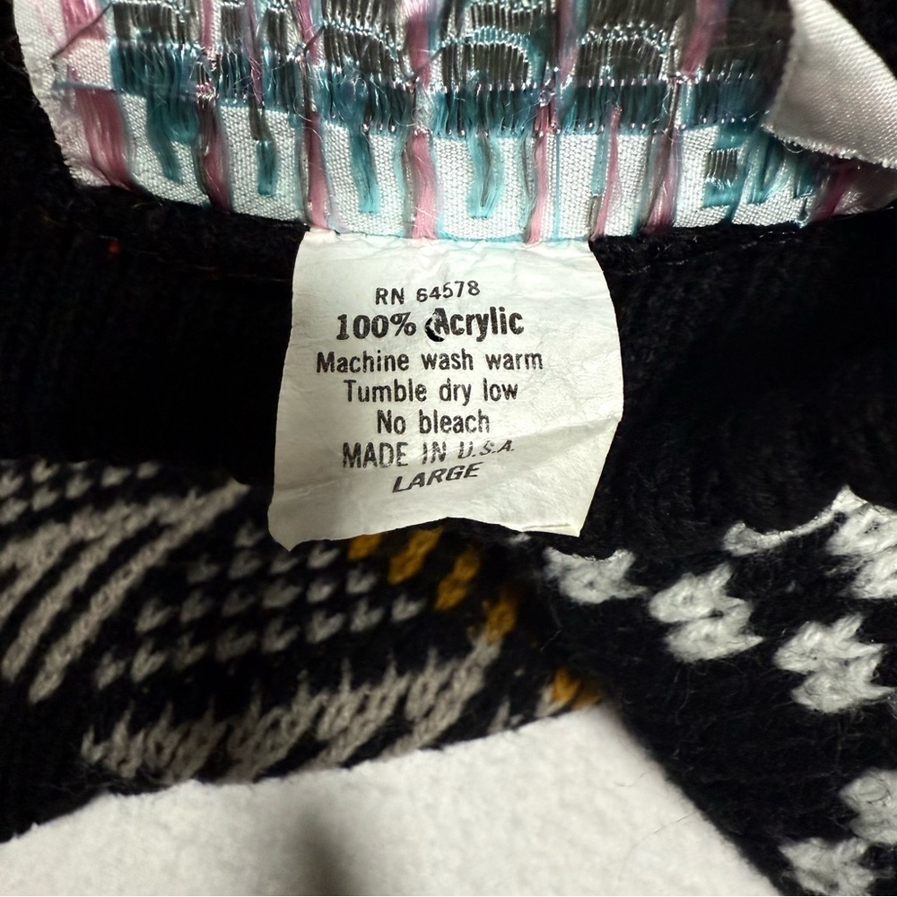 Vintage Sweater Women Large Black Orange‎ Knit 90s Halloween Croquet Club - Picture 3 of 7